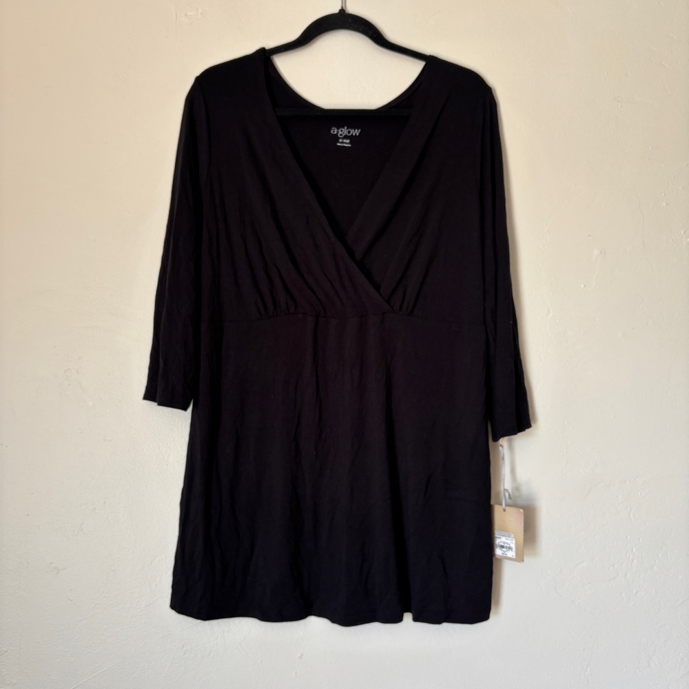 A. glow Black Maternity Nursing Top, Size XL